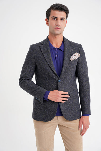 C 718 Ceket Slim Lacivert