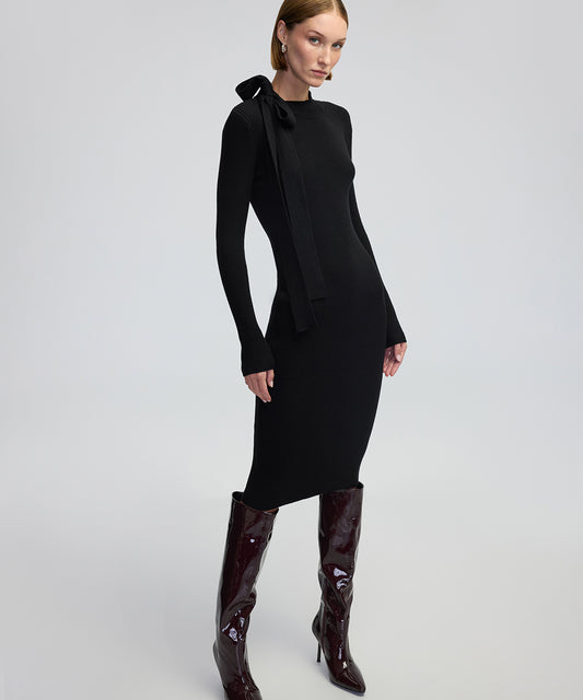 Boyundan Bağlamalı Triko Elbise