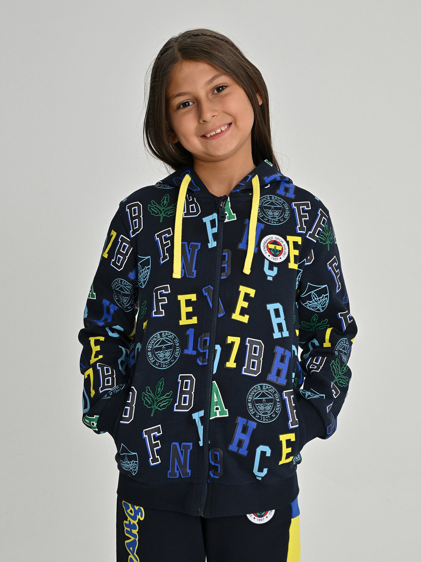 Fenerbahçe Lacivert Tribün Fb Pattern Çocuk Sweatshirt