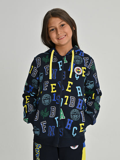 Fenerbahçe Lacivert Tribün Fb Pattern Çocuk Sweatshirt