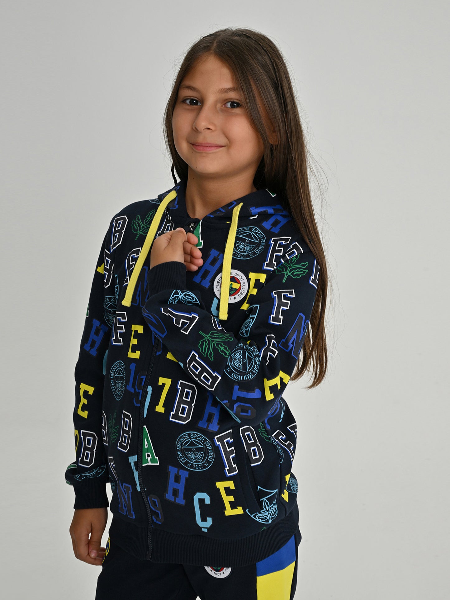 Fenerbahçe Lacivert Tribün Fb Pattern Çocuk Sweatshirt