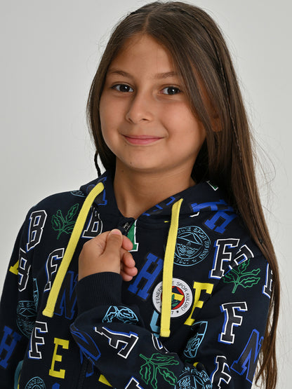 Fenerbahçe Lacivert Tribün Fb Pattern Çocuk Sweatshirt