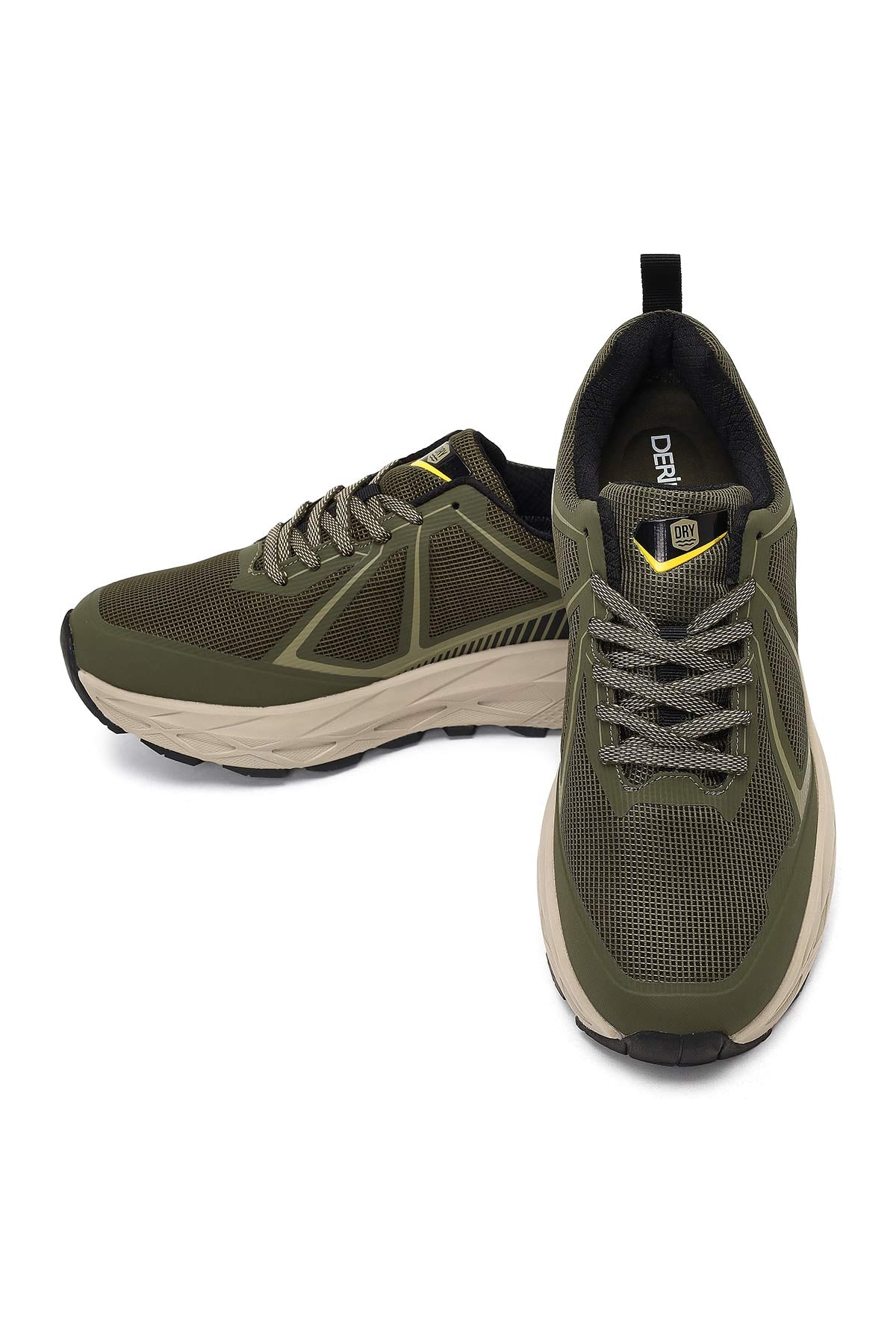 Derimod Dry Erkek Haki Bağcıklı Kalın Tabanlı Kumaş Sneaker