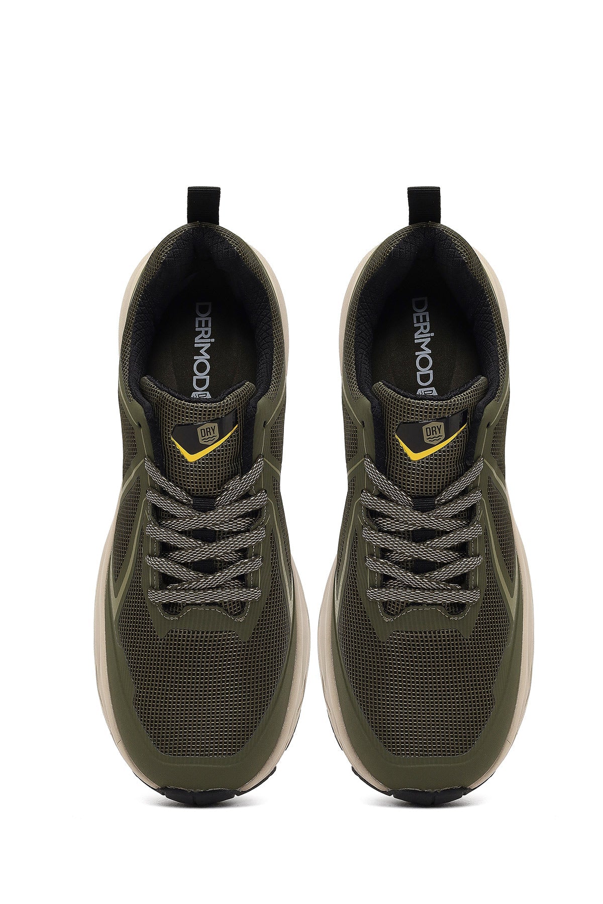 Derimod Dry Erkek Haki Bağcıklı Kalın Tabanlı Kumaş Sneaker