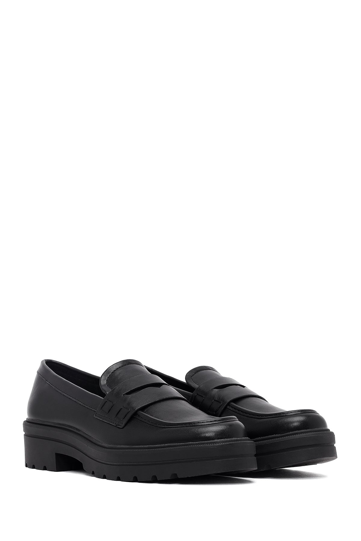 Kadın Siyah Kalın Tabanlı Maskülen Loafer