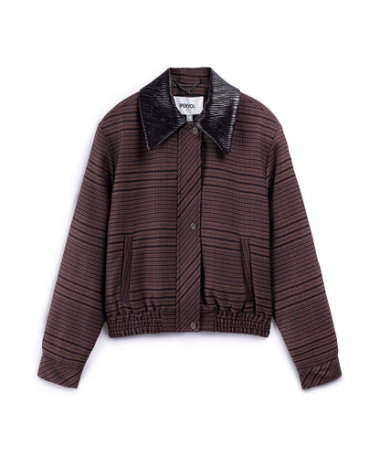 Kontrast Yaka Ekose Desen Ceket