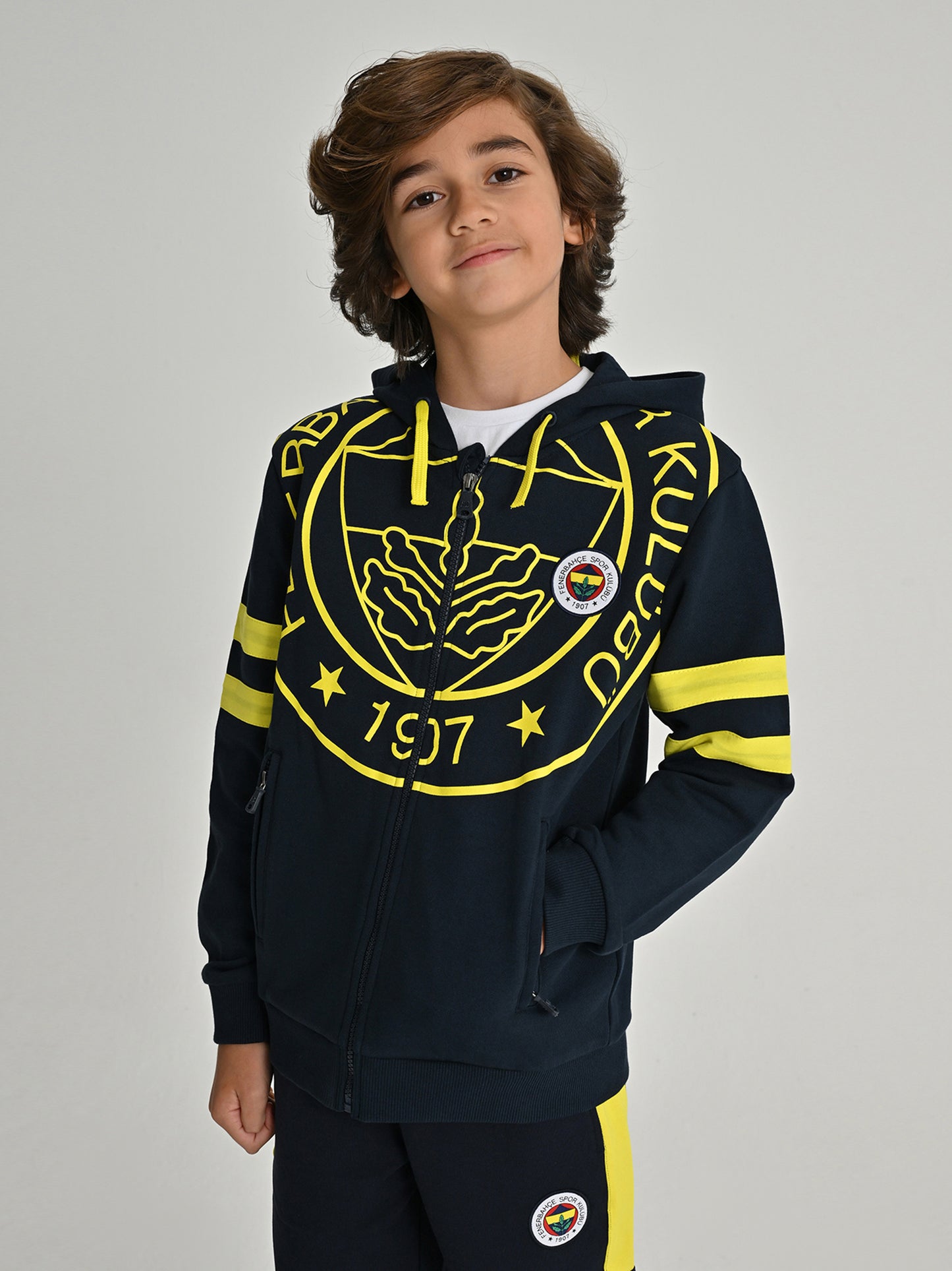 Fenerbahçe Lacivert Tribün Tek Renk Logolu Çocuk Sweatshirt