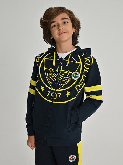 Fenerbahçe Lacivert Tribün Tek Renk Logolu Çocuk Sweatshirt