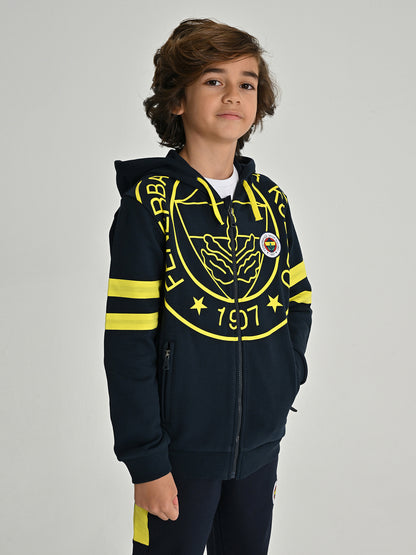 Fenerbahçe Lacivert Tribün Tek Renk Logolu Çocuk Sweatshirt