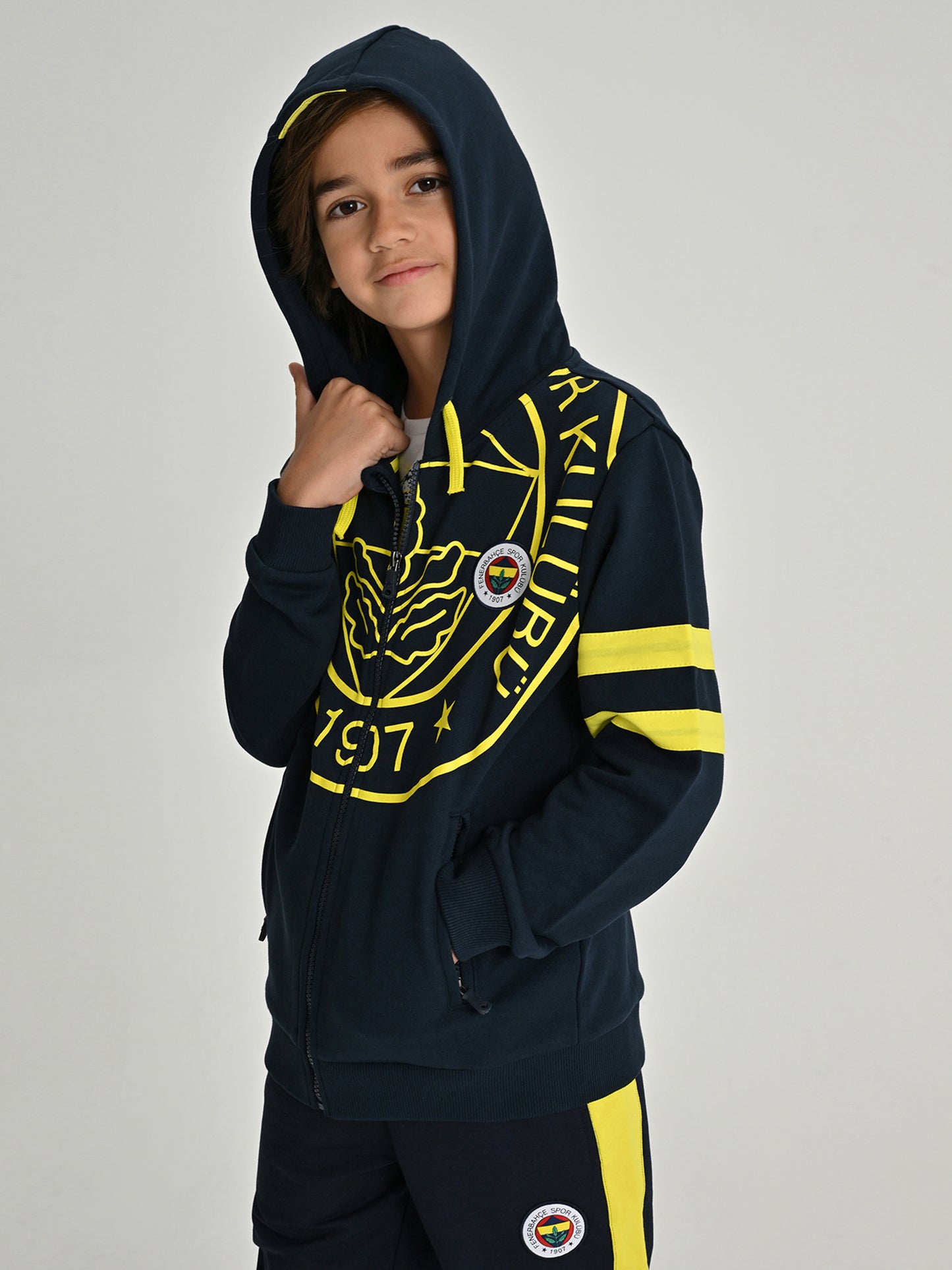 Fenerbahçe Lacivert Tribün Tek Renk Logolu Çocuk Sweatshirt