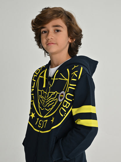 Fenerbahçe Lacivert Tribün Tek Renk Logolu Çocuk Sweatshirt