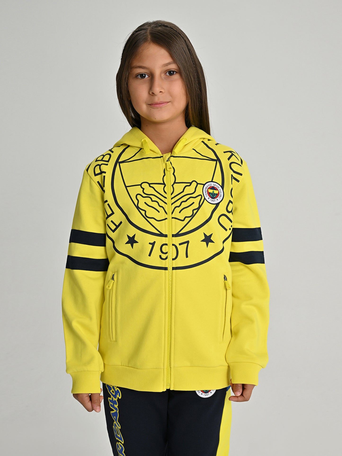 Fenerbahçe Sarı Tribün Tek Renk Logolu Çocuk Sweatshirt