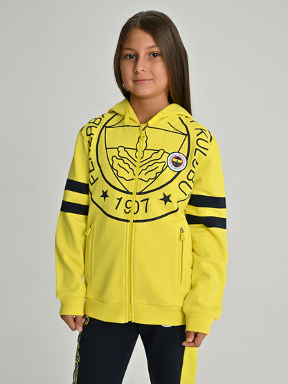 Fenerbahçe Sarı Tribün Tek Renk Logolu Çocuk Sweatshirt