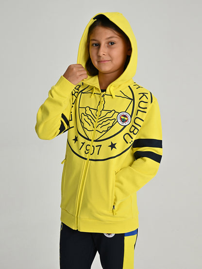 Fenerbahçe Sarı Tribün Tek Renk Logolu Çocuk Sweatshirt