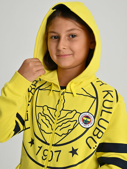 Fenerbahçe Sarı Tribün Tek Renk Logolu Çocuk Sweatshirt
