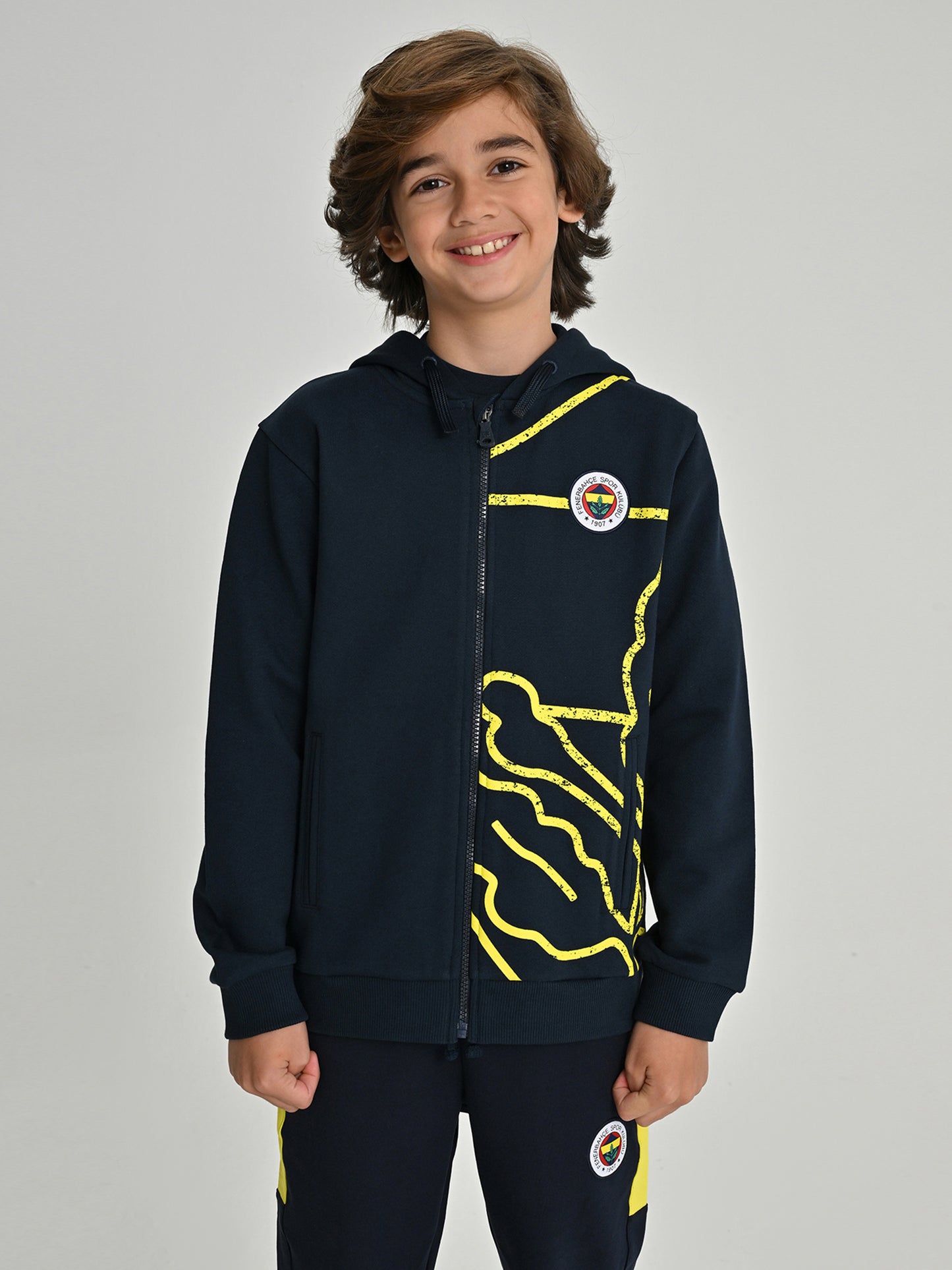 Fenerbahçe Lacivert Tribün All Over Baskı Çocuk Sweatshirt