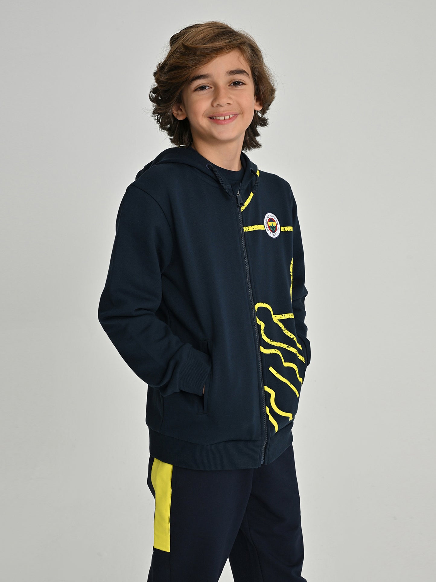 Fenerbahçe Lacivert Tribün All Over Baskı Çocuk Sweatshirt