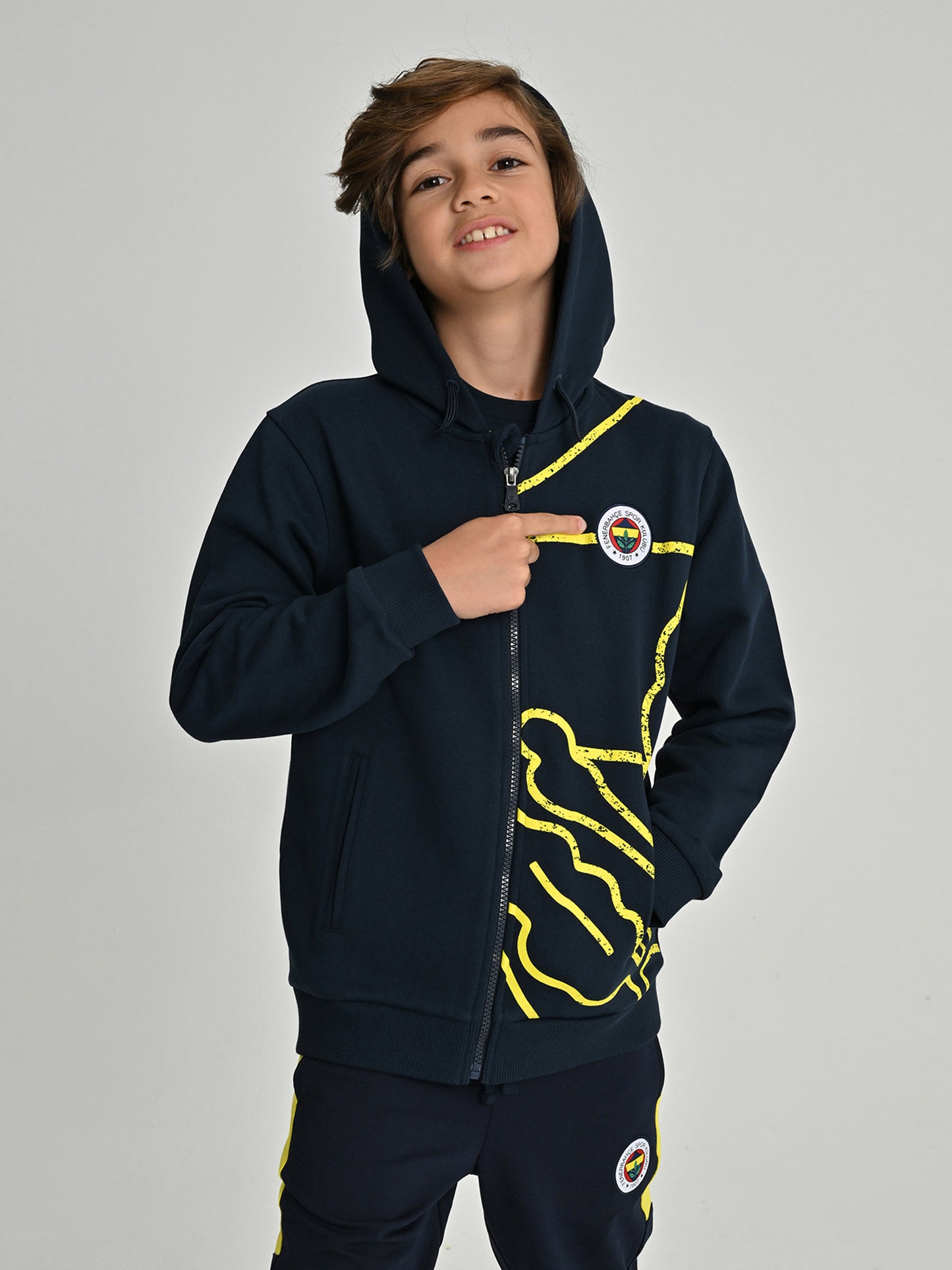 Fenerbahçe Lacivert Tribün All Over Baskı Çocuk Sweatshirt