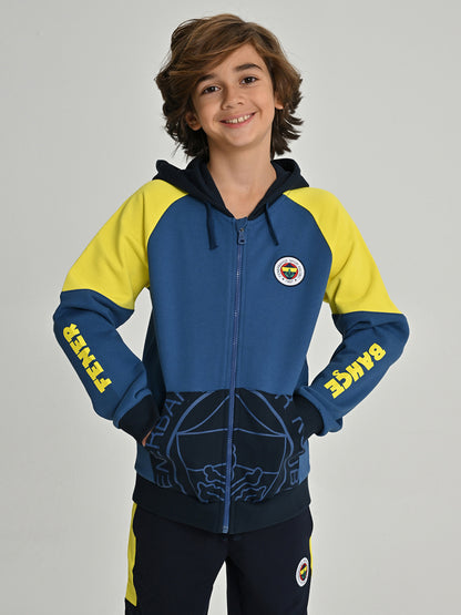 Fenerbahçe Sarı Lacivert Tribün Kol Detay Çocuk Sweatshirt
