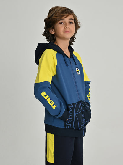 Fenerbahçe Sarı Lacivert Tribün Kol Detay Çocuk Sweatshirt