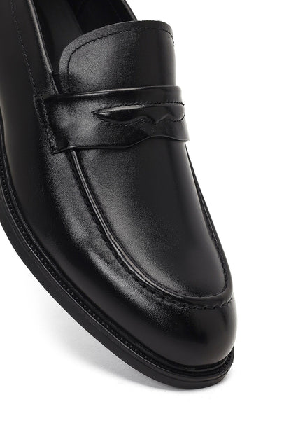 Erkek Siyah Deri Loafer