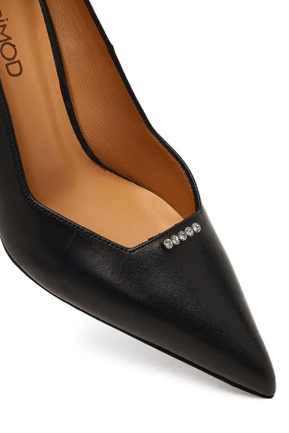 Kadın Siyah Ince Topuklu Deri Stiletto