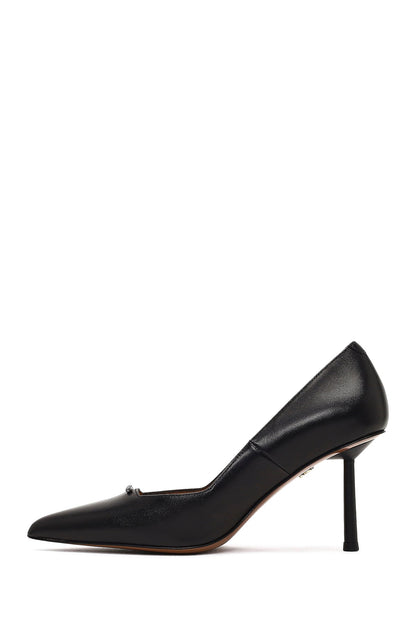 Kadın Siyah Ince Topuklu Deri Stiletto