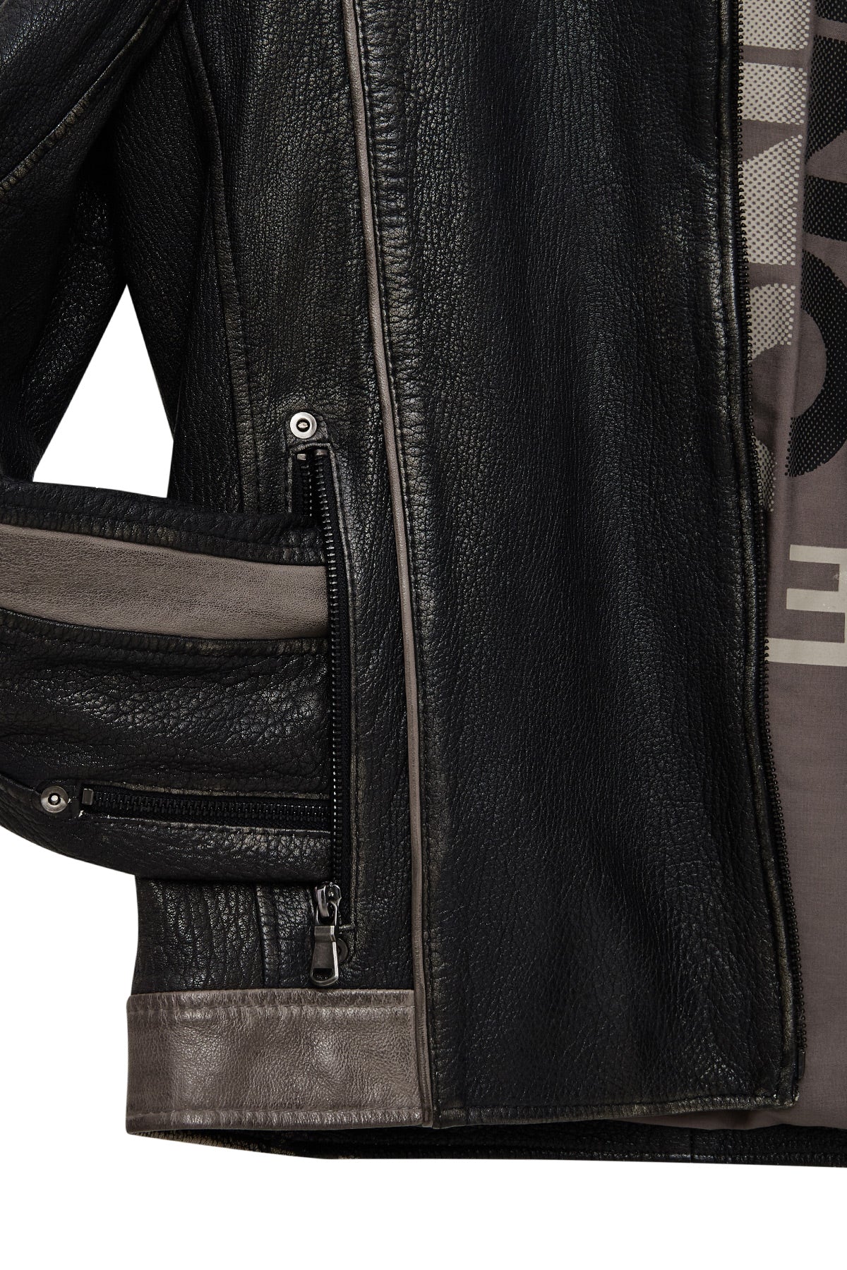 Barry Erkek Gri Hakim Yaka Slim-fit Deri Mont