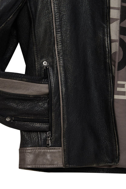 Barry Erkek Gri Hakim Yaka Slim-fit Deri Mont