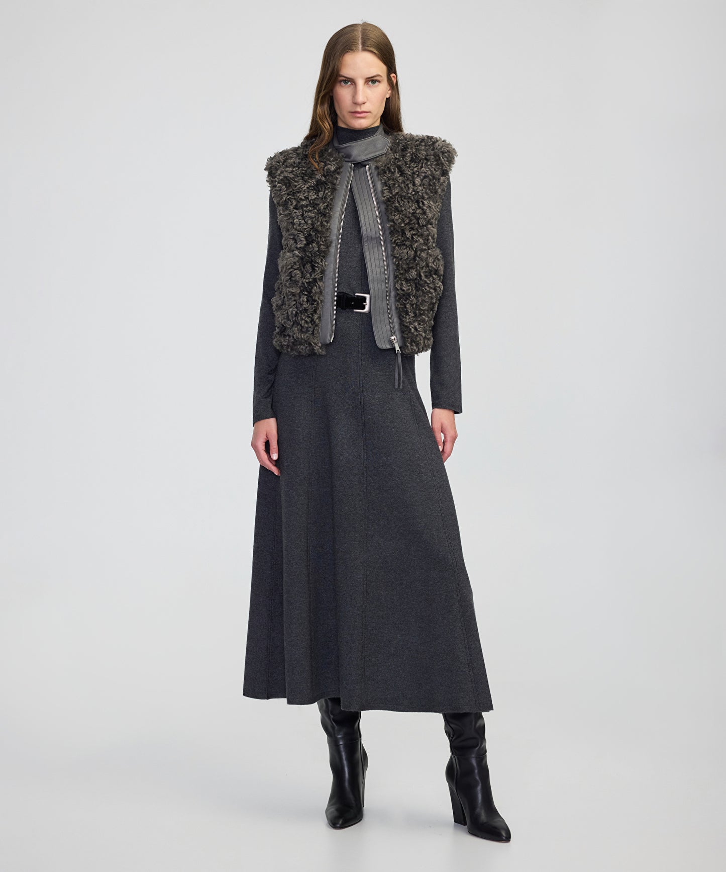Suni Deri Garnili Shearling Yelek