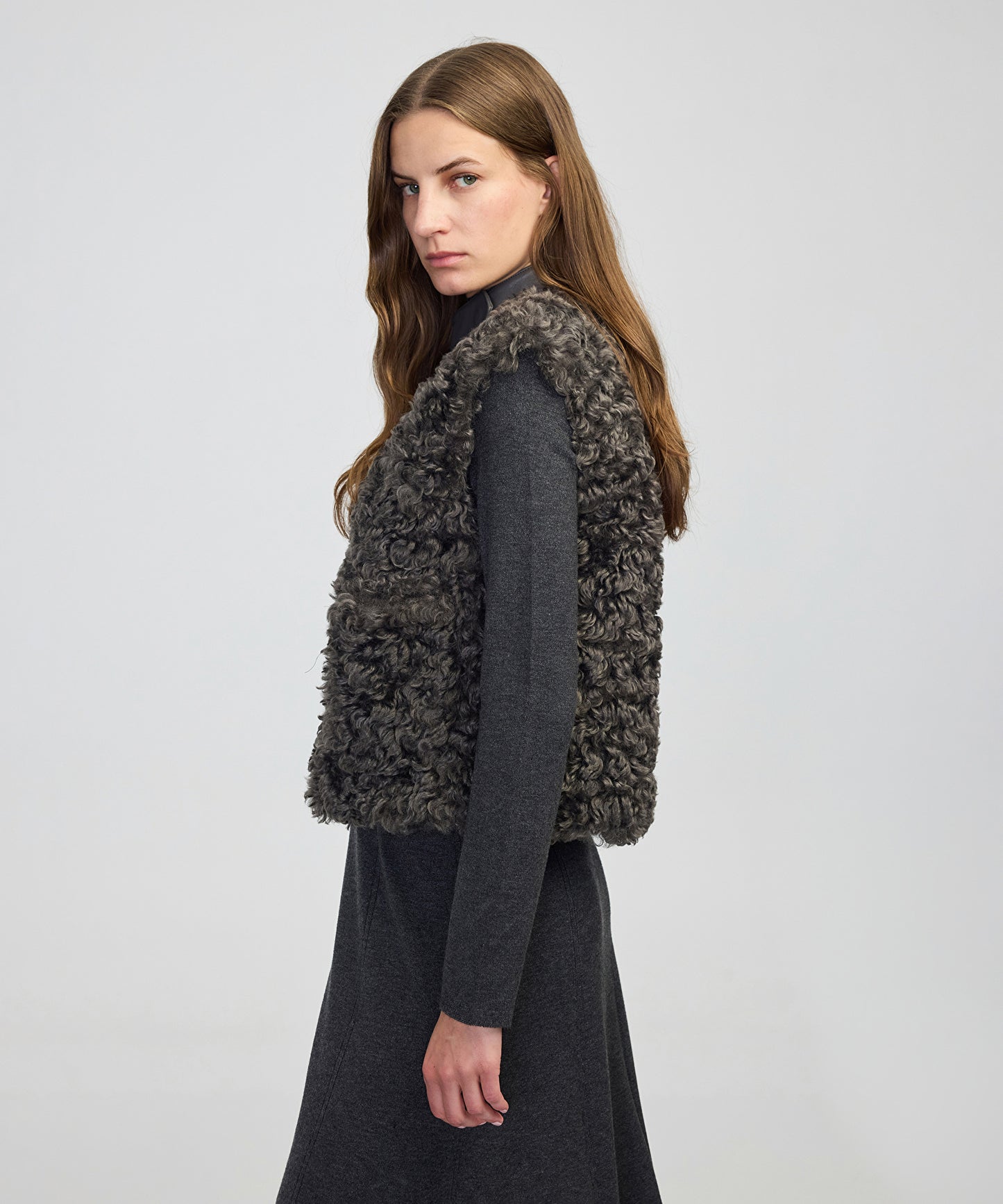 Suni Deri Garnili Shearling Yelek