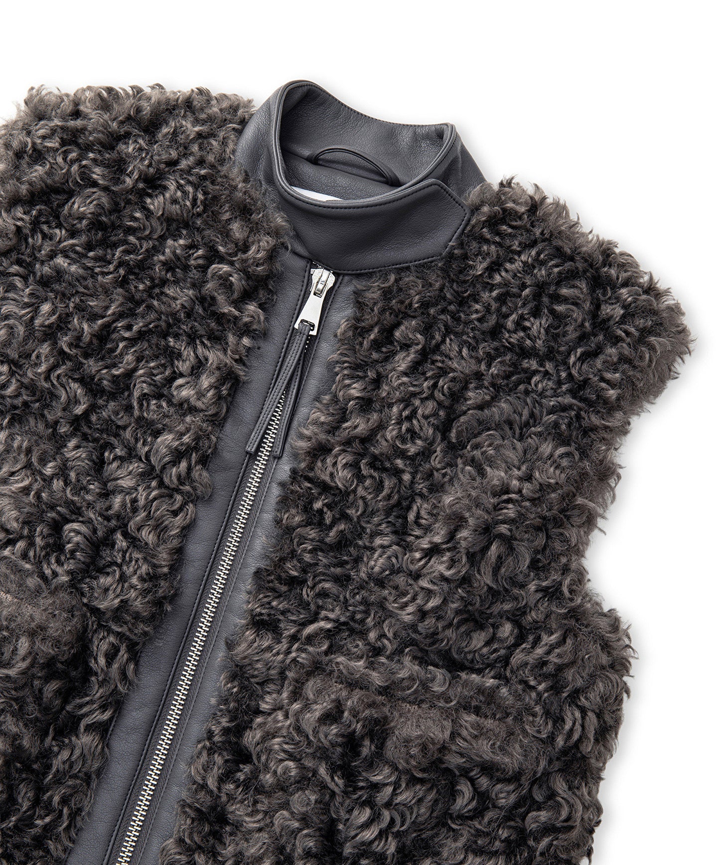 Suni Deri Garnili Shearling Yelek