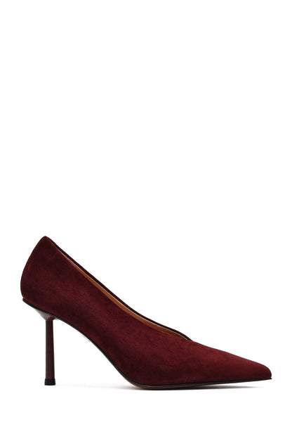 Kadın Bordo Ince Topuklu Süet Deri Stiletto