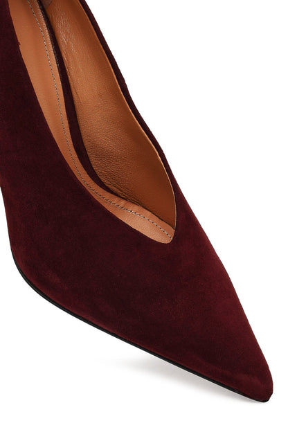 Kadın Bordo Ince Topuklu Süet Deri Stiletto