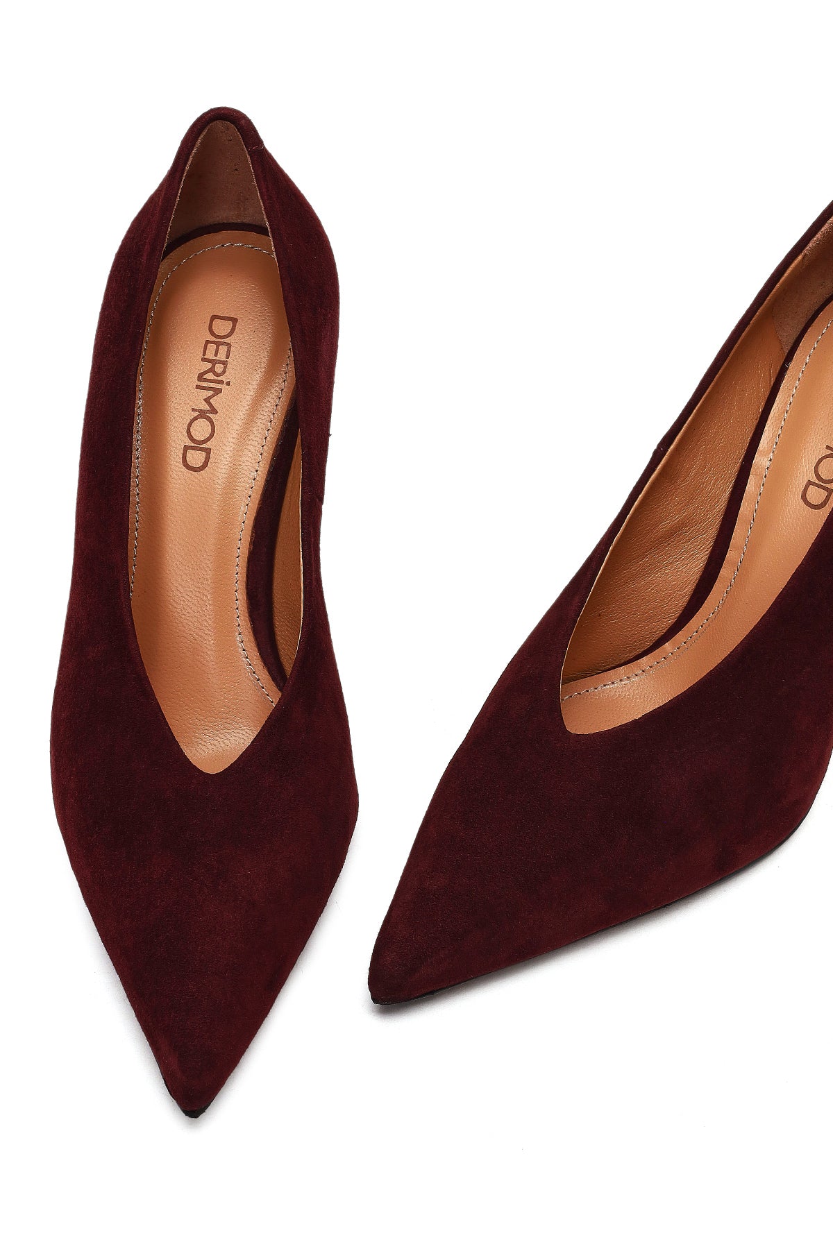 Kadın Bordo Ince Topuklu Süet Deri Stiletto