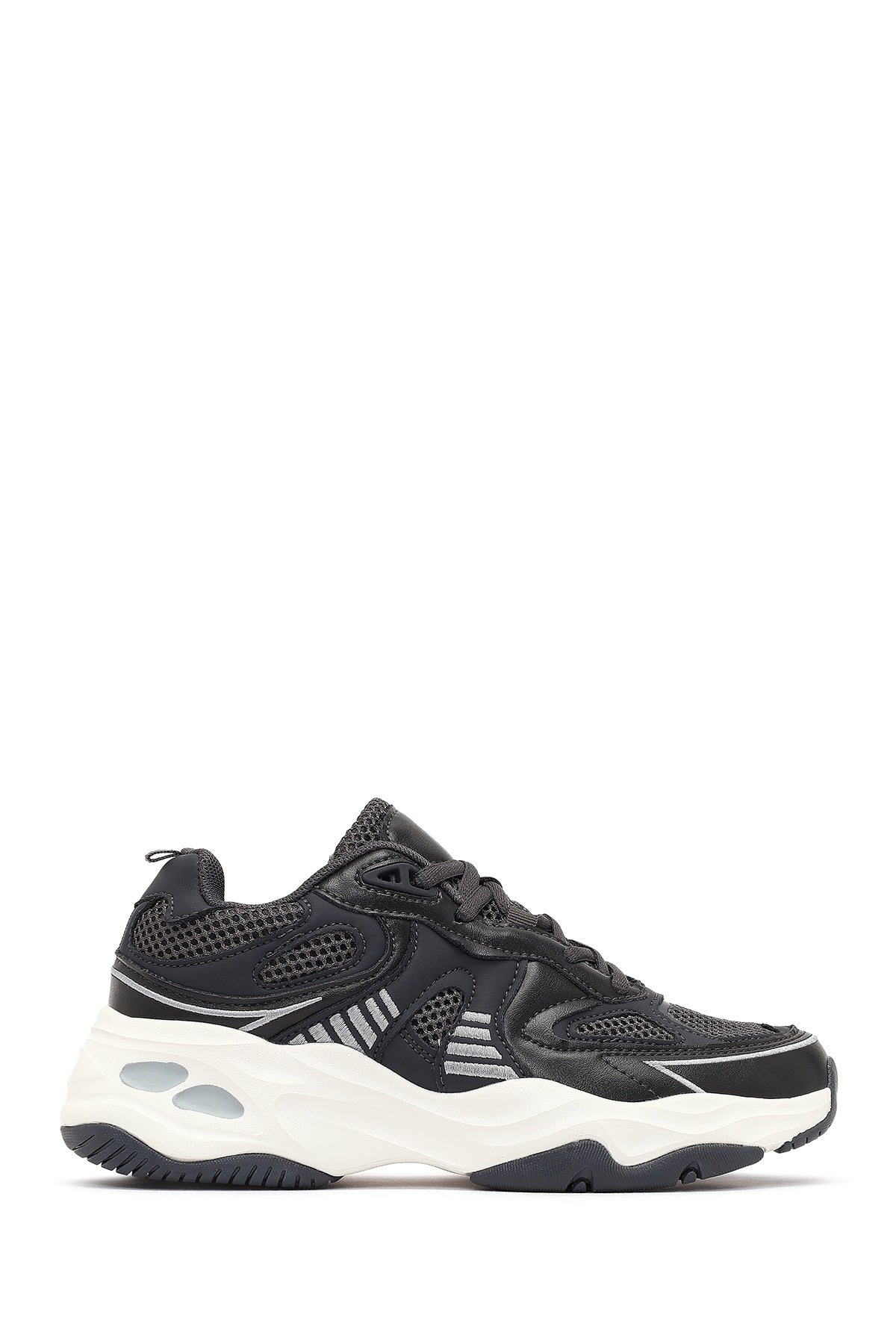 Kadın Gri Bağcıklı Kalın Tabanlı Sneaker