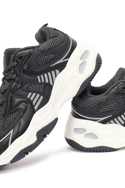 Kadın Gri Bağcıklı Kalın Tabanlı Sneaker