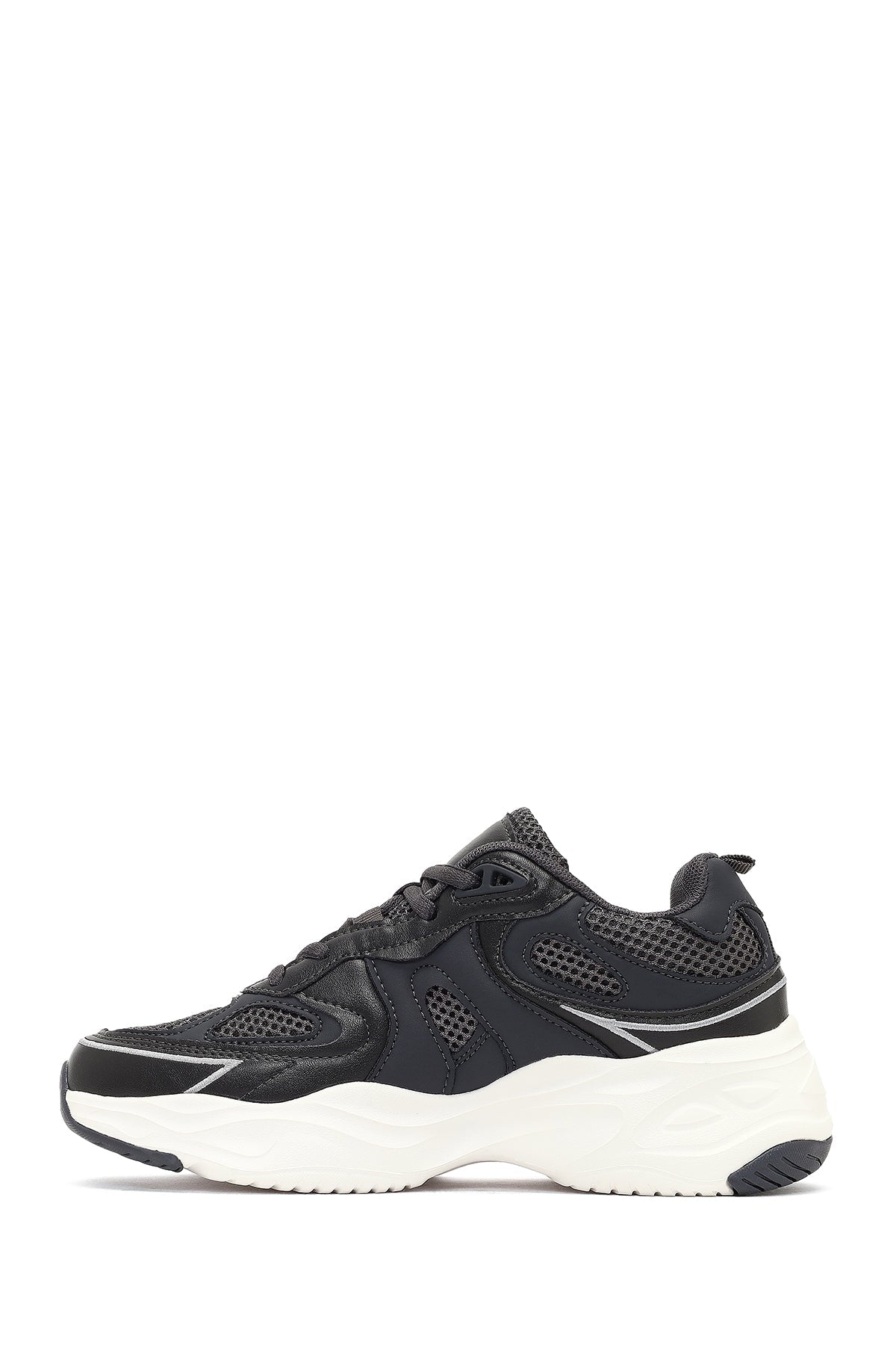 Kadın Gri Bağcıklı Kalın Tabanlı Sneaker