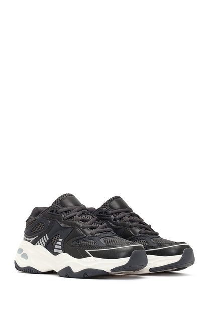 Kadın Gri Bağcıklı Kalın Tabanlı Sneaker