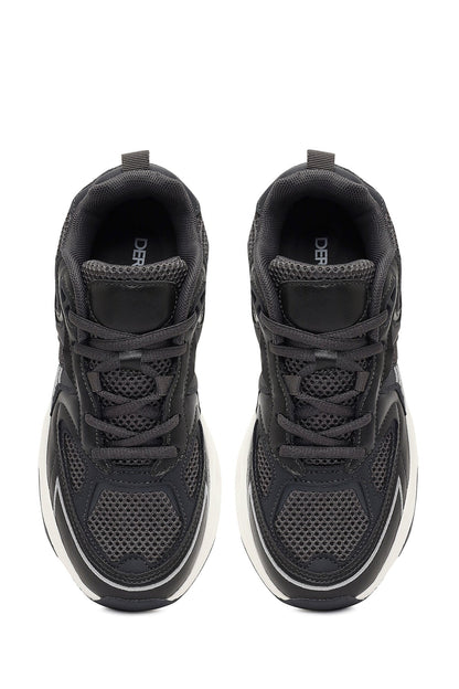 Kadın Gri Bağcıklı Kalın Tabanlı Sneaker