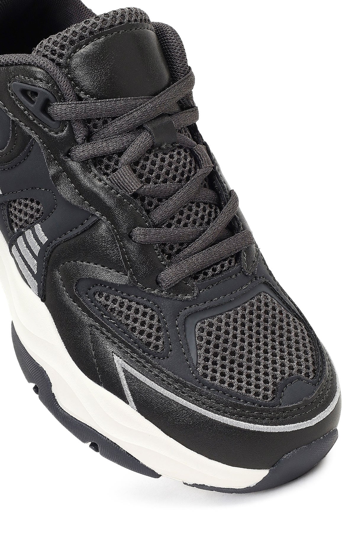 Kadın Gri Bağcıklı Kalın Tabanlı Sneaker