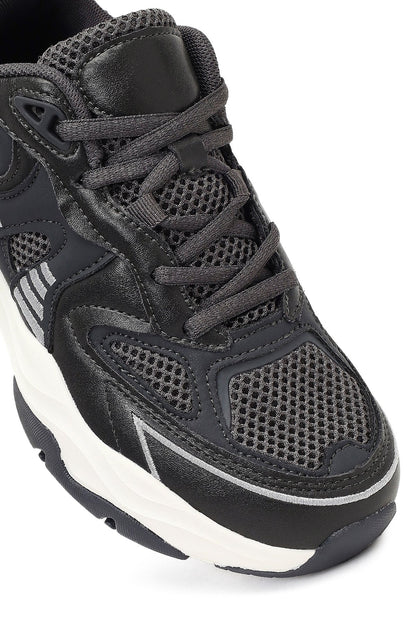 Kadın Gri Bağcıklı Kalın Tabanlı Sneaker