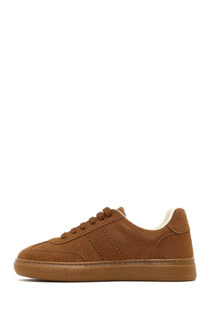 Kadın Taba Bağcıklı Kalın Tabanlı Süet Sneaker