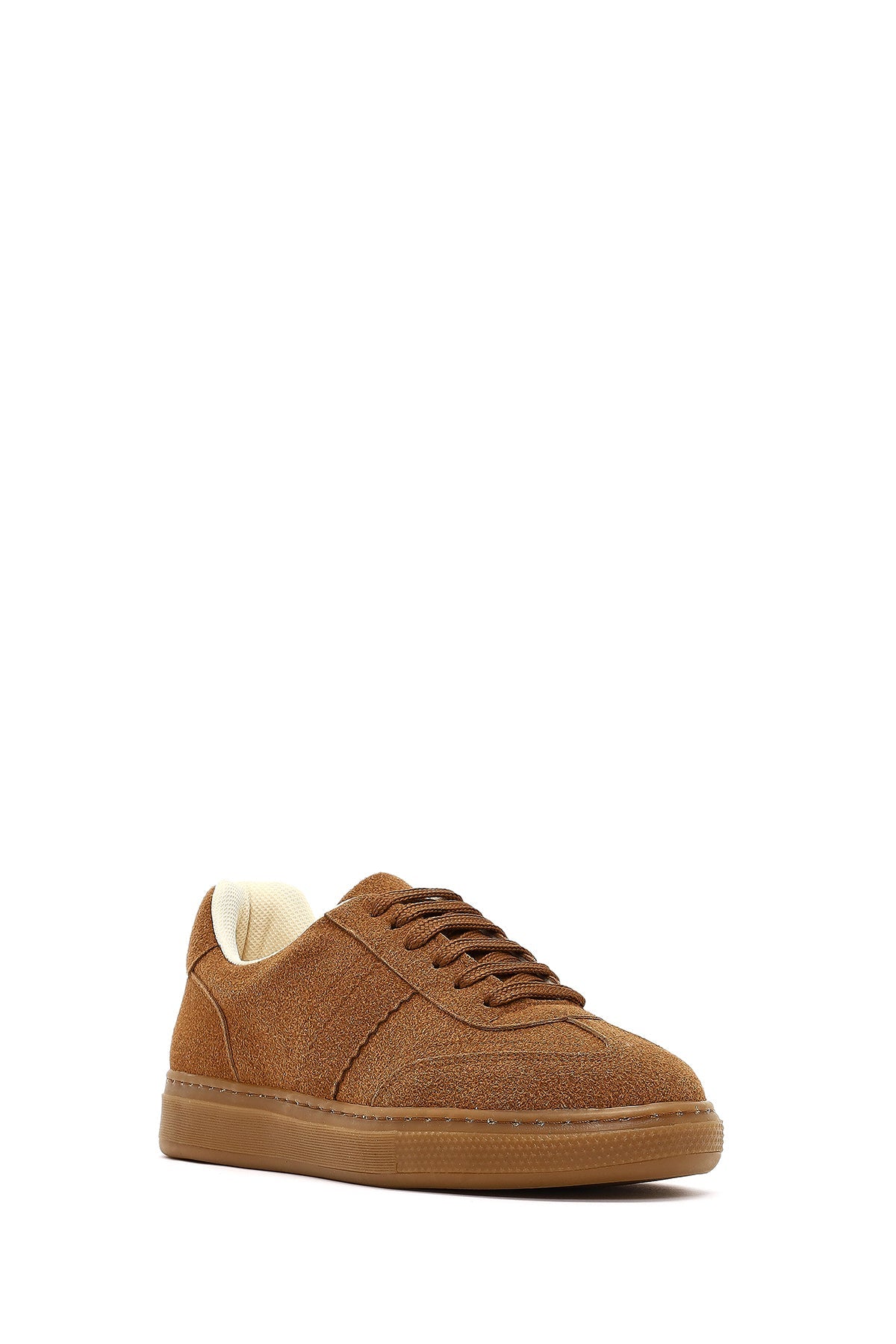 Kadın Taba Bağcıklı Kalın Tabanlı Süet Sneaker