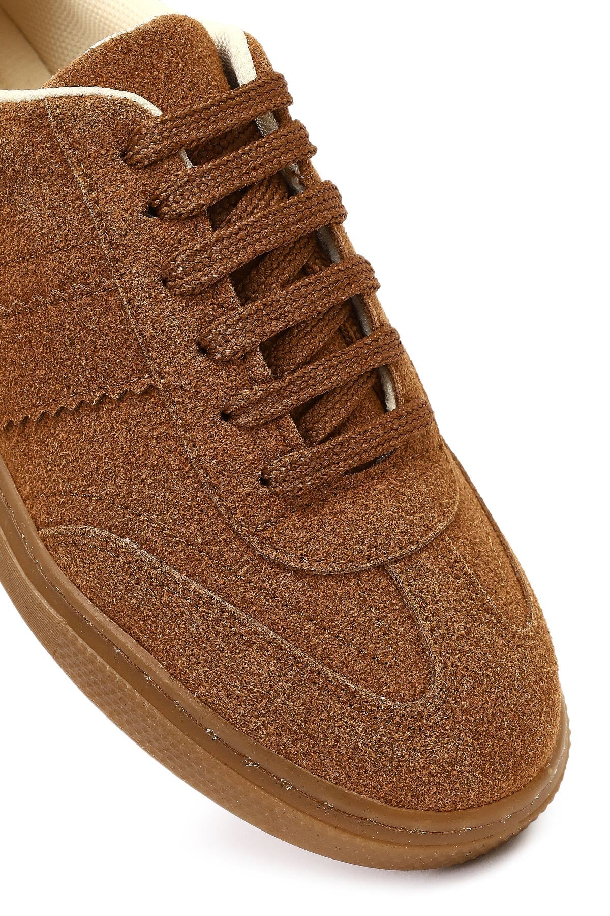 Kadın Taba Bağcıklı Kalın Tabanlı Süet Sneaker