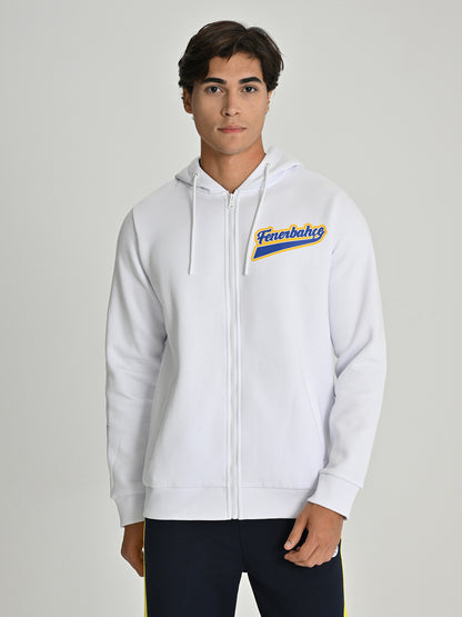 Fenerbahçe Beyaz Kolej Sırt Detay Erkek Sweatshirt