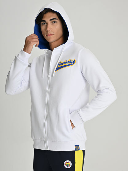 Fenerbahçe Beyaz Kolej Sırt Detay Erkek Sweatshirt