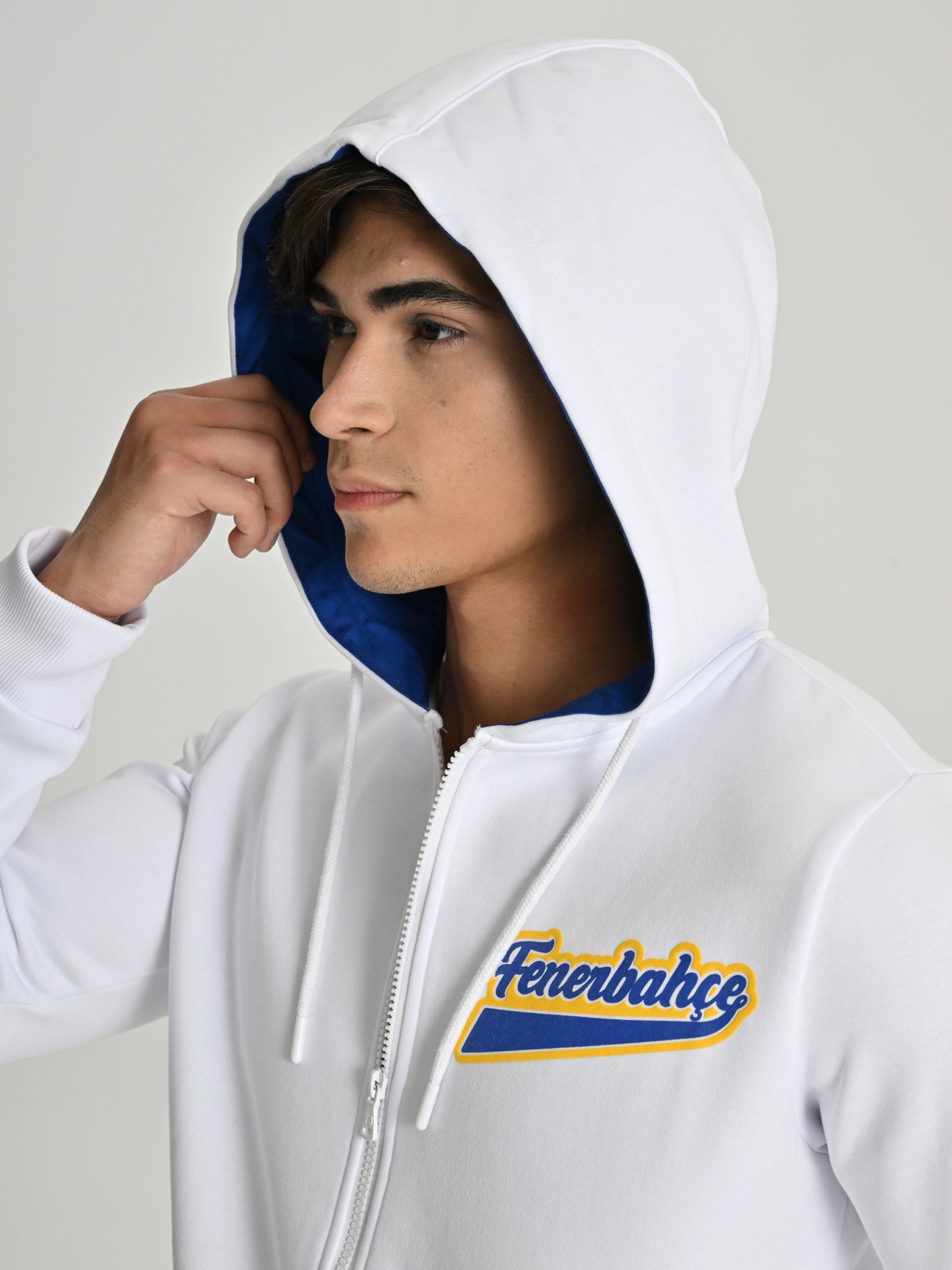 Fenerbahçe Beyaz Kolej Sırt Detay Erkek Sweatshirt