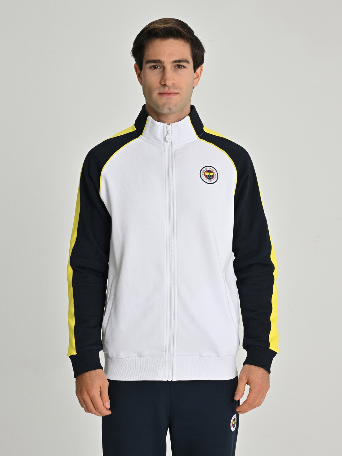 Fenerbahçe Beyaz Tribün Ara Biyeli Erkek Sweatshirt