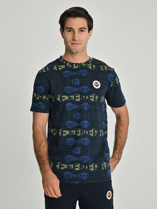 Fenerbahçe Lacivert Tribün Pattern Erkek Tshirt